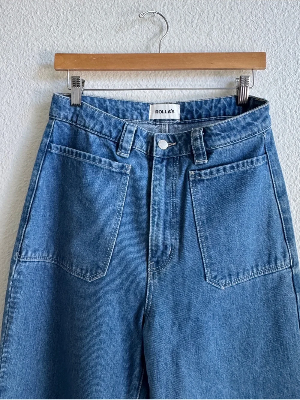 ROLLAS High-Rise Straight Leg Women's Jeans in Medium Blue
